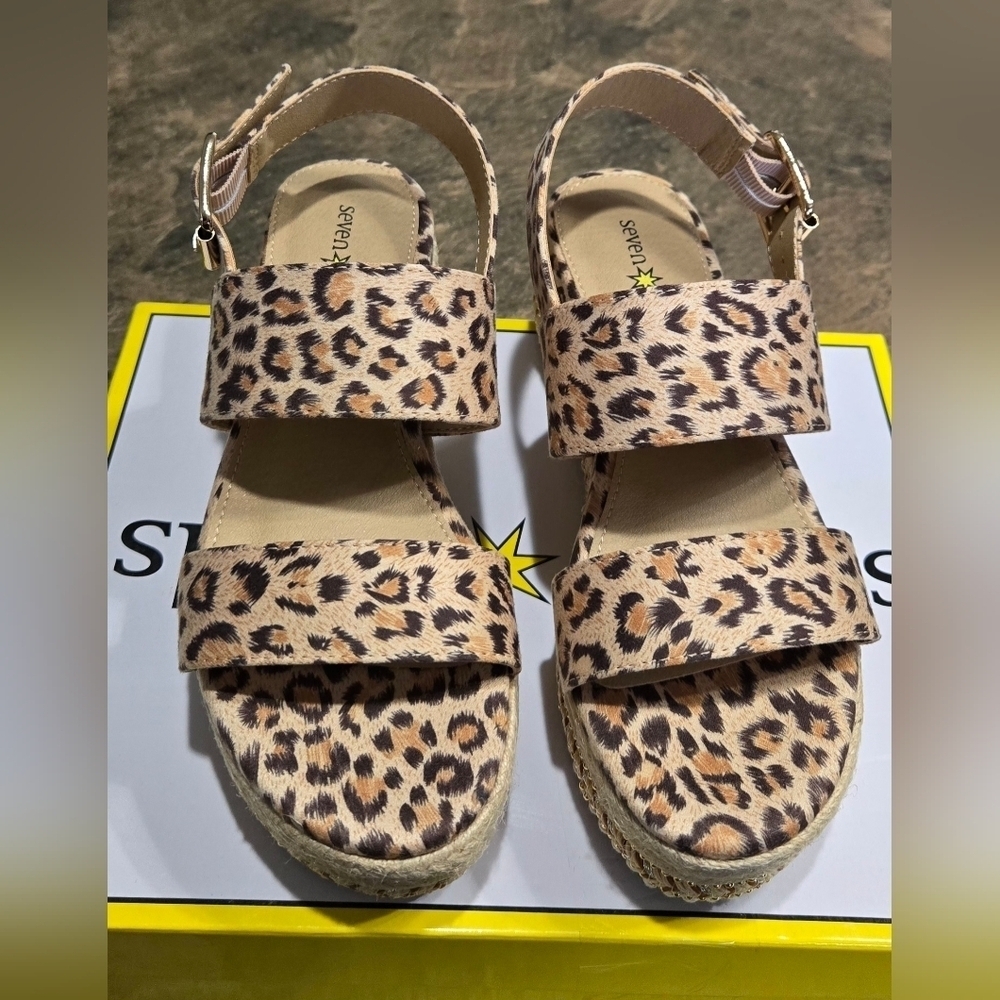 Seven Dials Leopard Print Espadrille Wedges #756 - Picture 5 of 11
